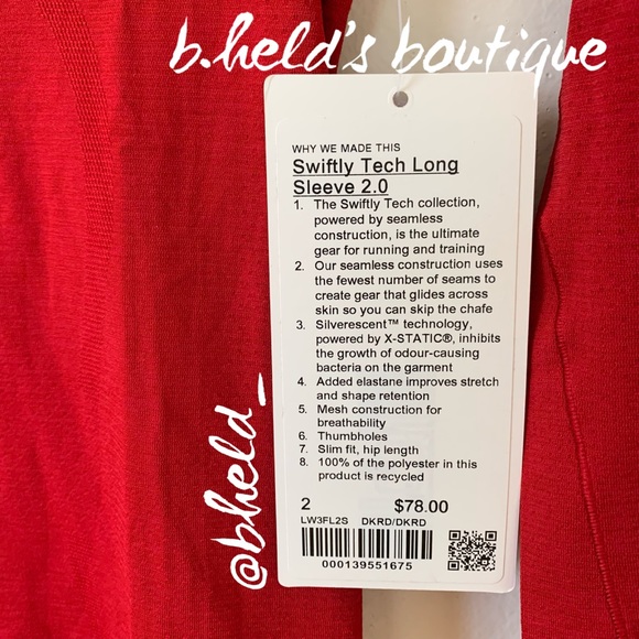 lululemon Lunar New Year Swiftly Tech Long Sleeve Shirt 2.0 Dark Red Sz2 New NWT - Picture 3 of 14